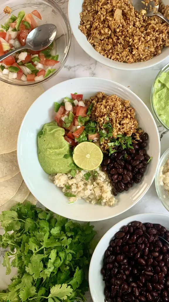 Shredded Tofu Taco Bowls - Vic Eats